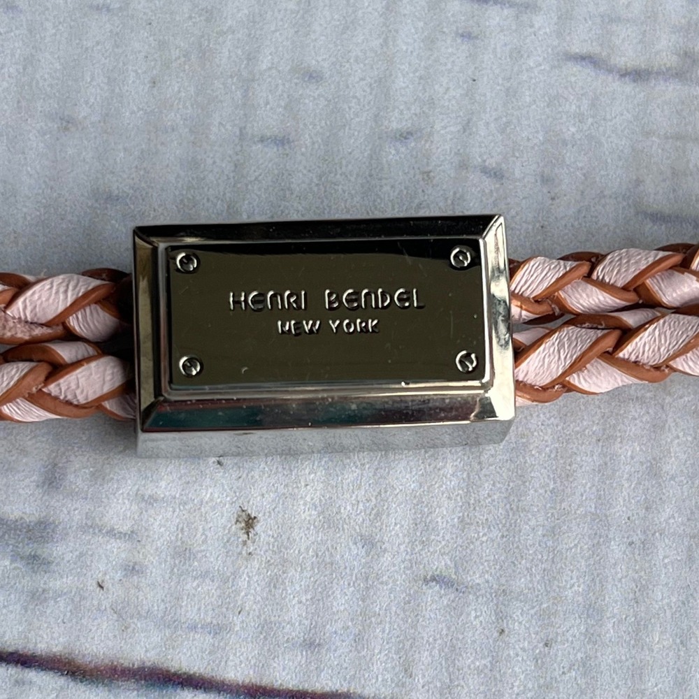 Henri Bendel New York Iconic‎ Luxury Braided Leather Ingot Bracelet Designer